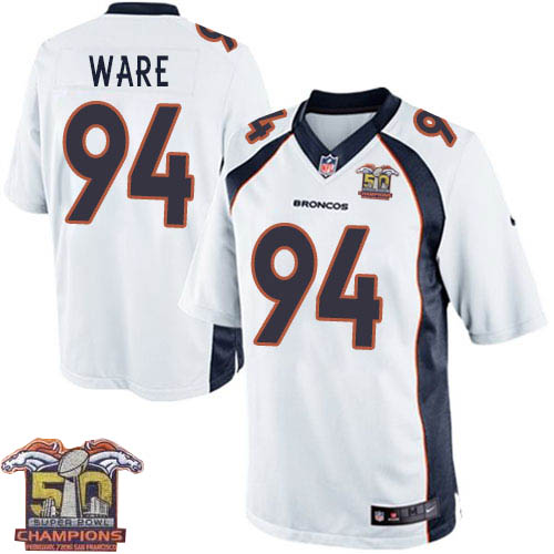 Youth Elite DeMarcus Ware Super Bowl 50 Champions Nike Jersey White Road - #94 NFL Denver Broncos